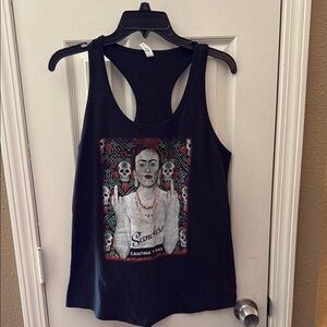 Black Tank Top with Frida Kahlo Graphic